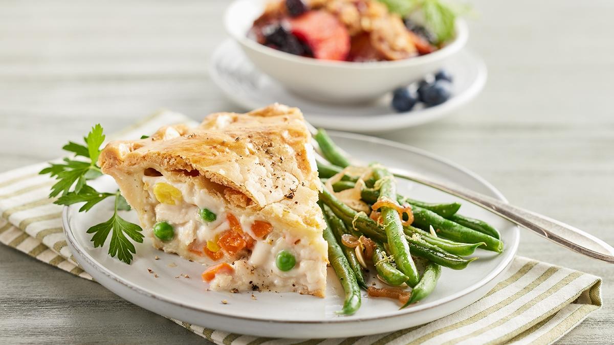 holiday prepared meals pot pie slice