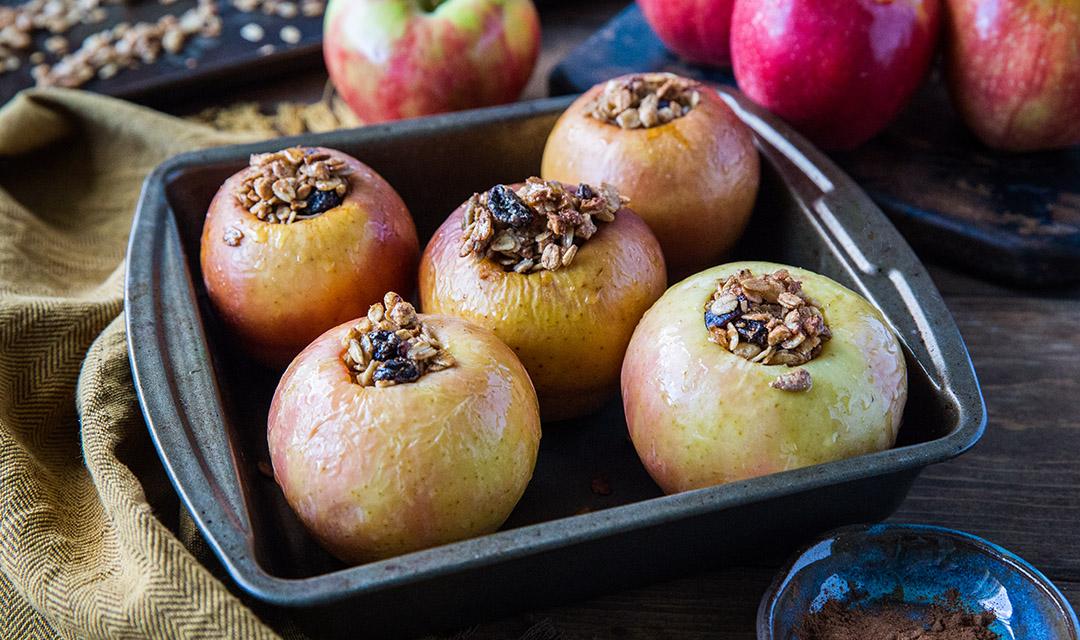 granola filled baked apples