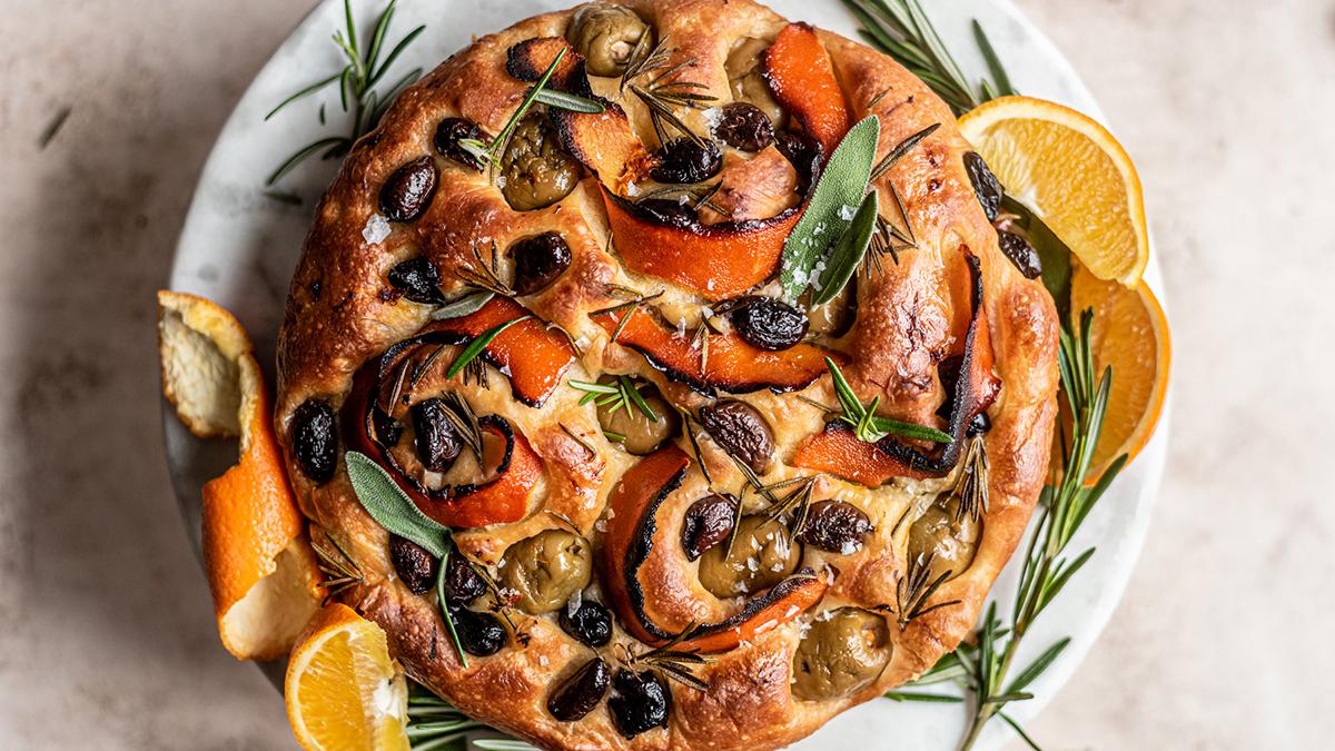 Roasted Orange and Olive Oil Focaccia