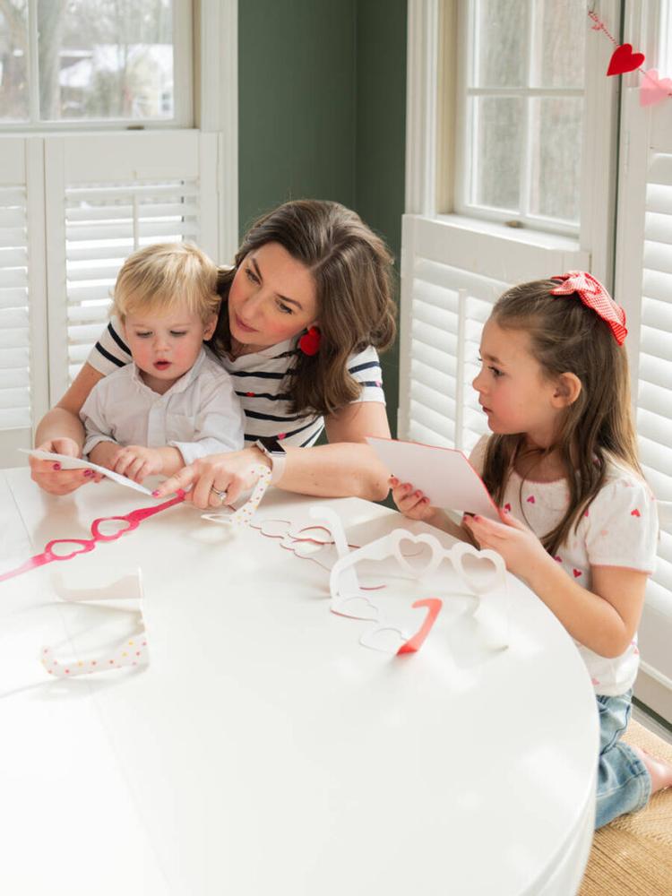 Jen Naye Herrmann crafting with son and daughter.